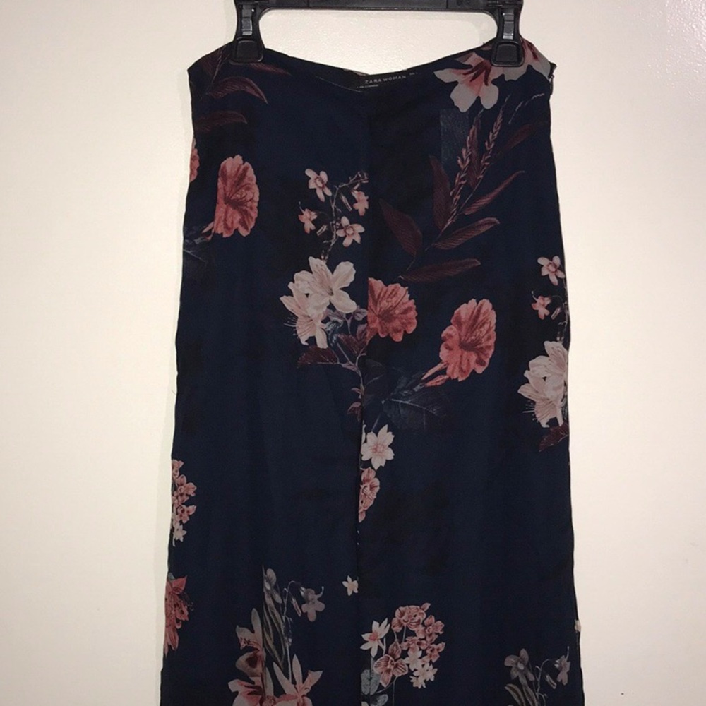 Zara Woman Floral Chiffon Flare Pant